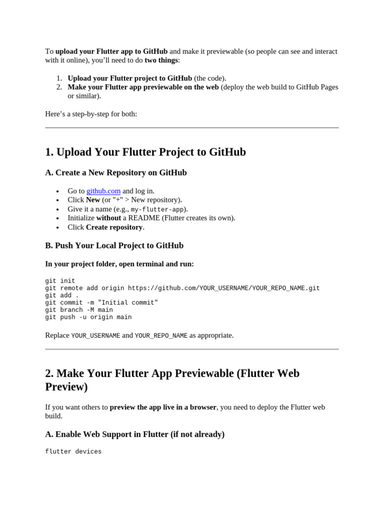 Deploy Flutter App to GitHub Pages | PDF | Software Development ...