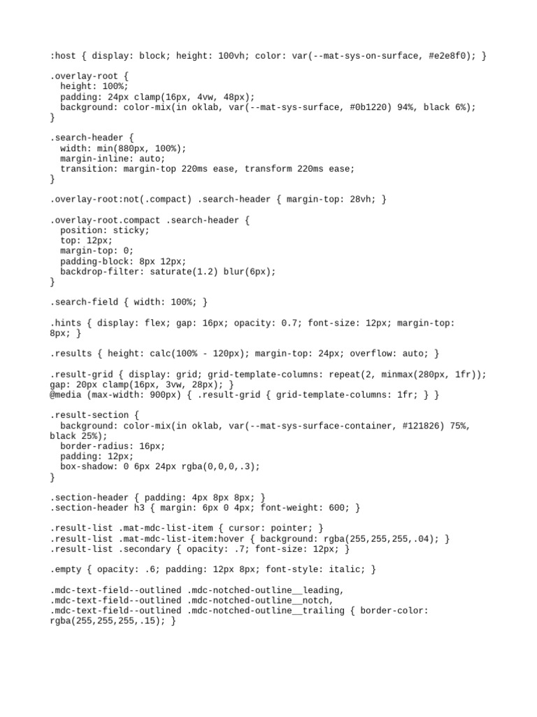 Search Overlay - Component | PDF