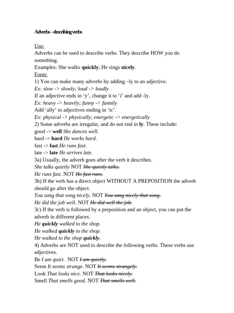 Understanding Adverbs in English | PDF | Adverb | Verb