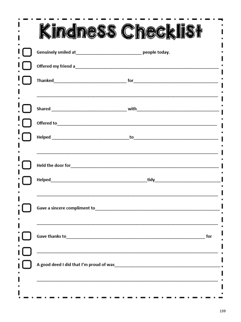 Kindness Worksheet 17 | PDF