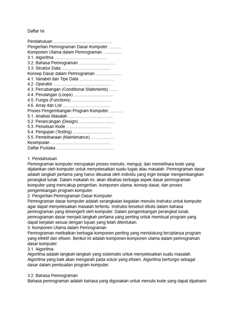 Panduan Pemrograman Dasar Komputer | PDF