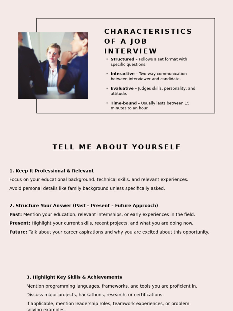 Job Interview Characteristics & Tips | PDF