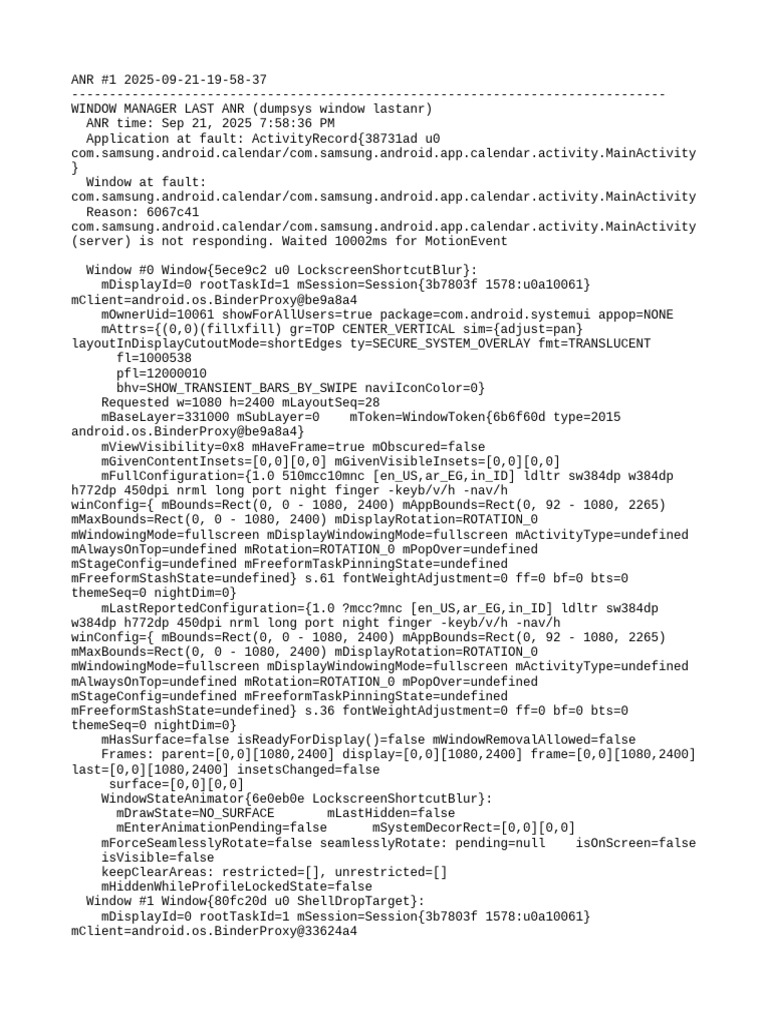 Samsung Calendar ANR Report 2025 | PDF | Android (Operating System ...