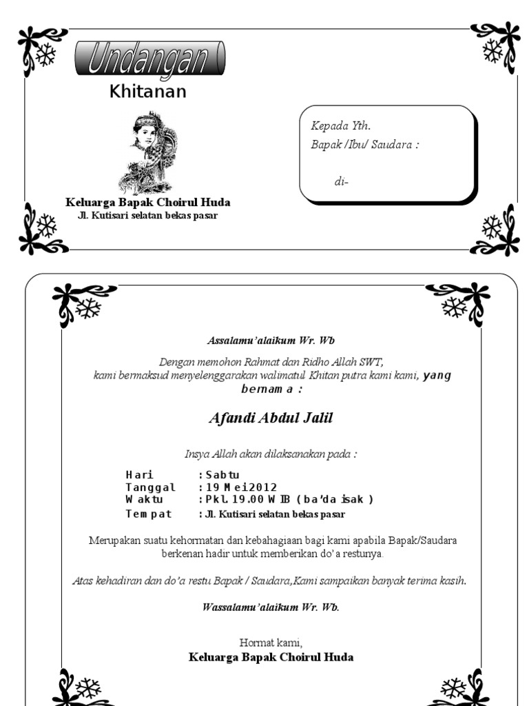 810 Koleksi Contoh Surat Undangan Pengajian Khitanan Terbaru