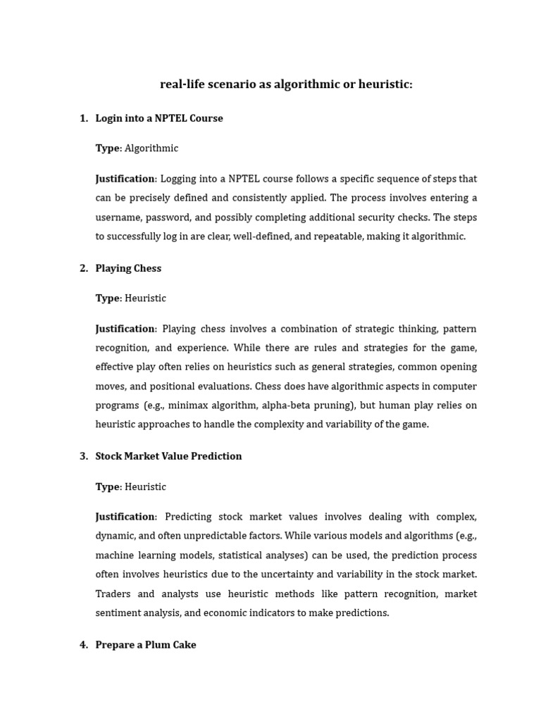 Algorithmic vs Heuristic Examples | PDF | Heuristic | Algorithms
