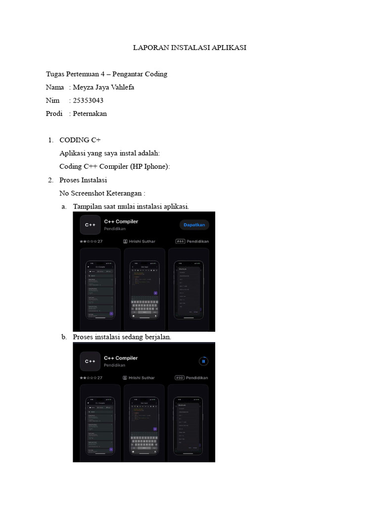 Instalasi Aplikasi Coding C++ di iPhone | PDF