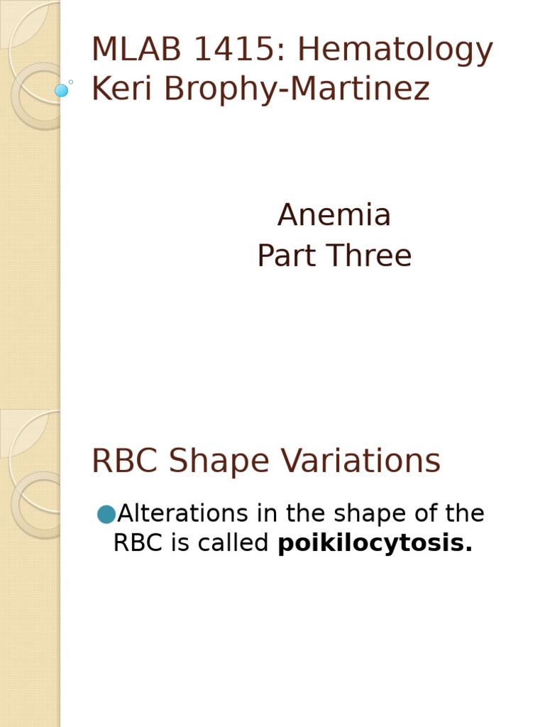 RBC Shape Variations in Hematology | PDF | Anemia | Red Blood Cell