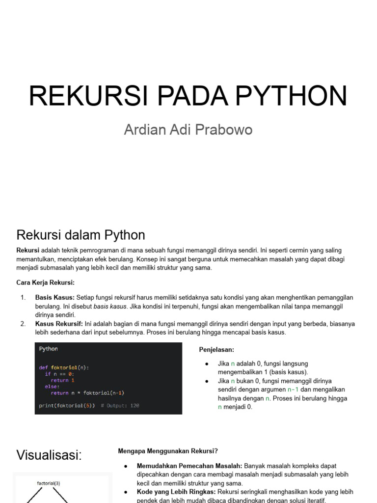 Panduan Rekursi dalam Python | PDF