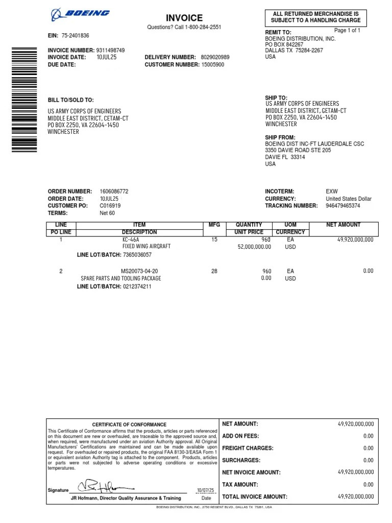 Boeing Invoice | PDF