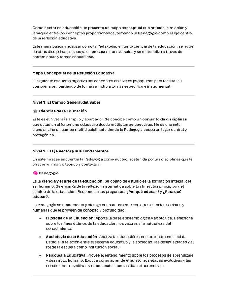Mapa Conceptual de la Pedagogía | PDF | Pedagogía | Aprendizaje