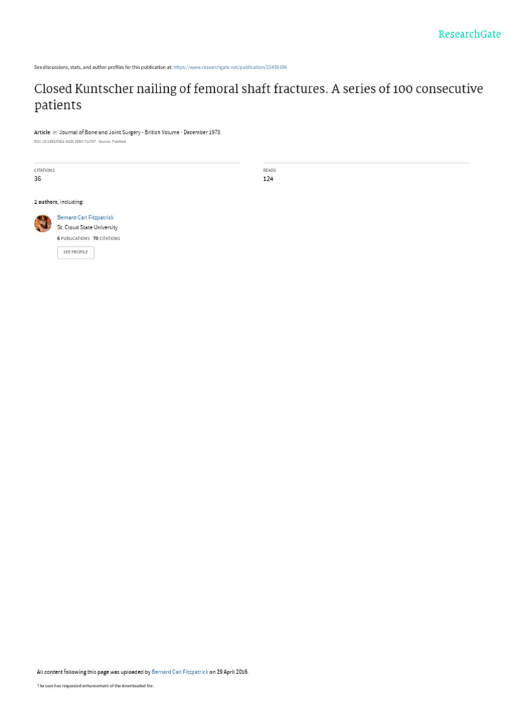 Closed Kuntscher Nailing of Femoral Shaft Fracture | PDF | Knee ...