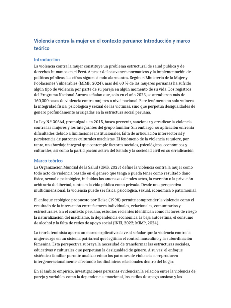 Violencia de género en Perú: análisis y contexto | PDF | La violencia ...