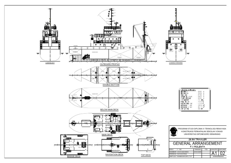 28.9M Trawler General Arrangement Plan | PDF | Watercraft