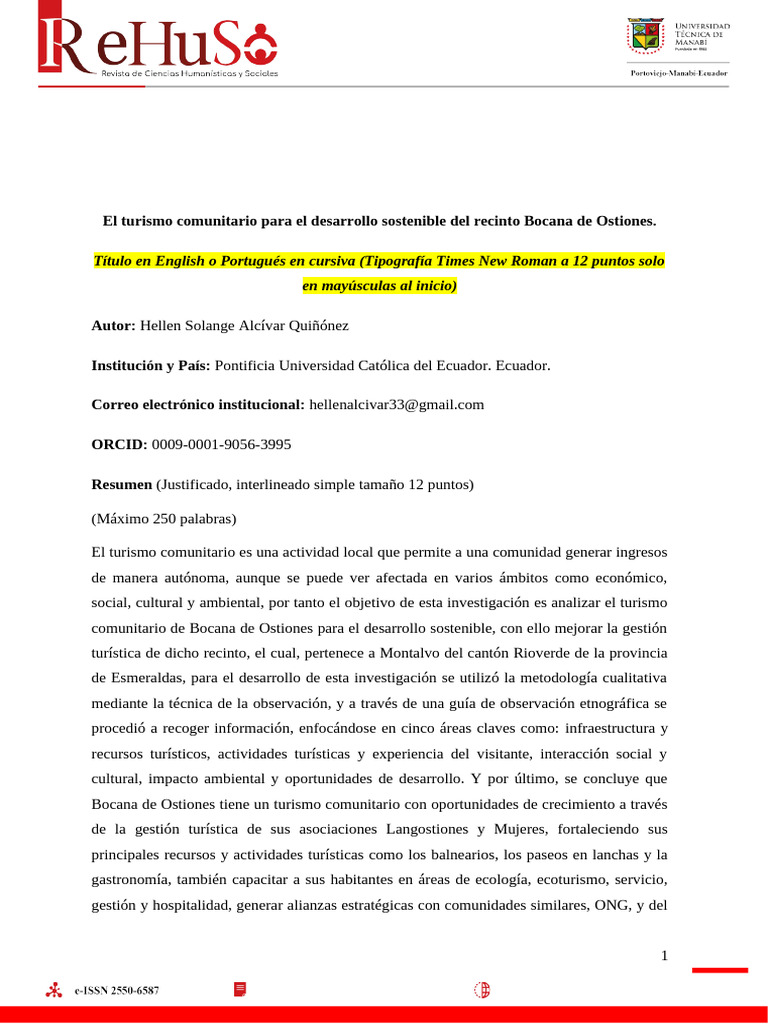 Rehuso Plantilla Artículo | PDF | Turismo | Sustentabilidad