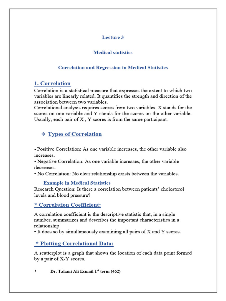 Correlation and Regression in Medicine | PDF | Applied Mathematics ...