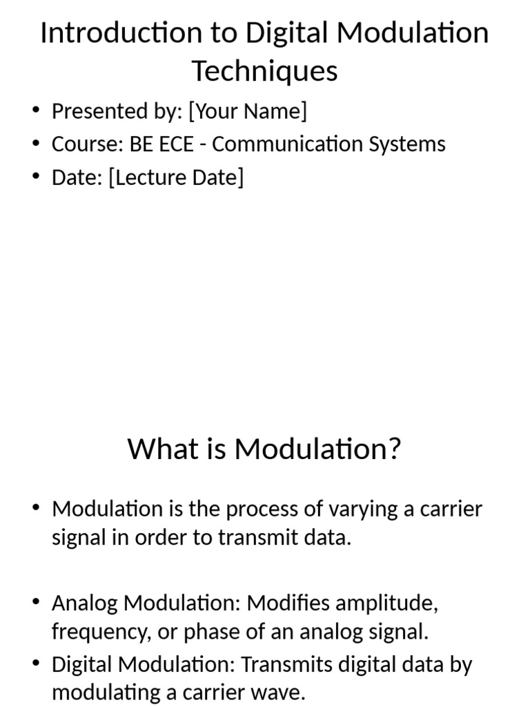 Digital Modulation Techniques Lecture | PDF