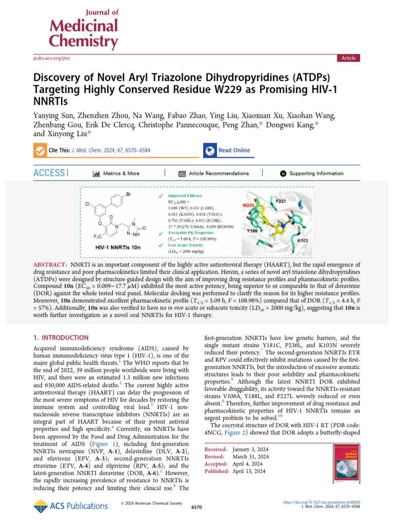 Sun Et Al 2024 Discovery of Novel Aryl Triazolone Dihydropyridines ...