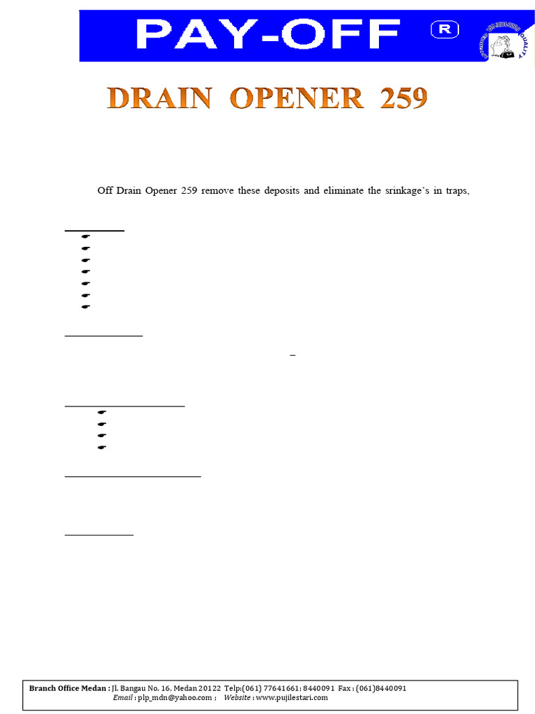 Brosur-Cleaning - Drain Opener 259 | PDF