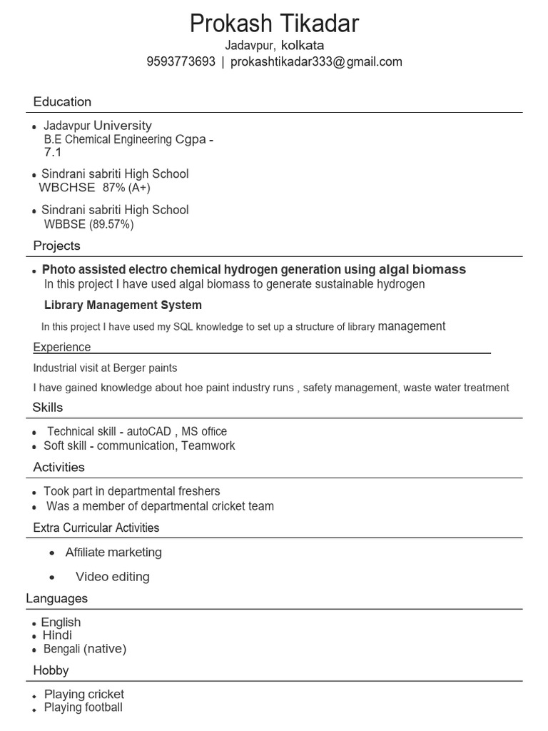 Prokash CV | PDF