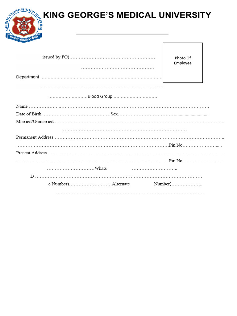 Kgmu Faculty&Employee Id Card Form | PDF | Applications Of Cryptography ...