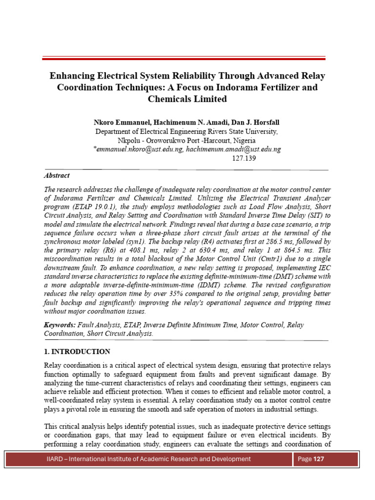 Relay Coordination for Electrical Reliability | PDF | Relay | Network ...