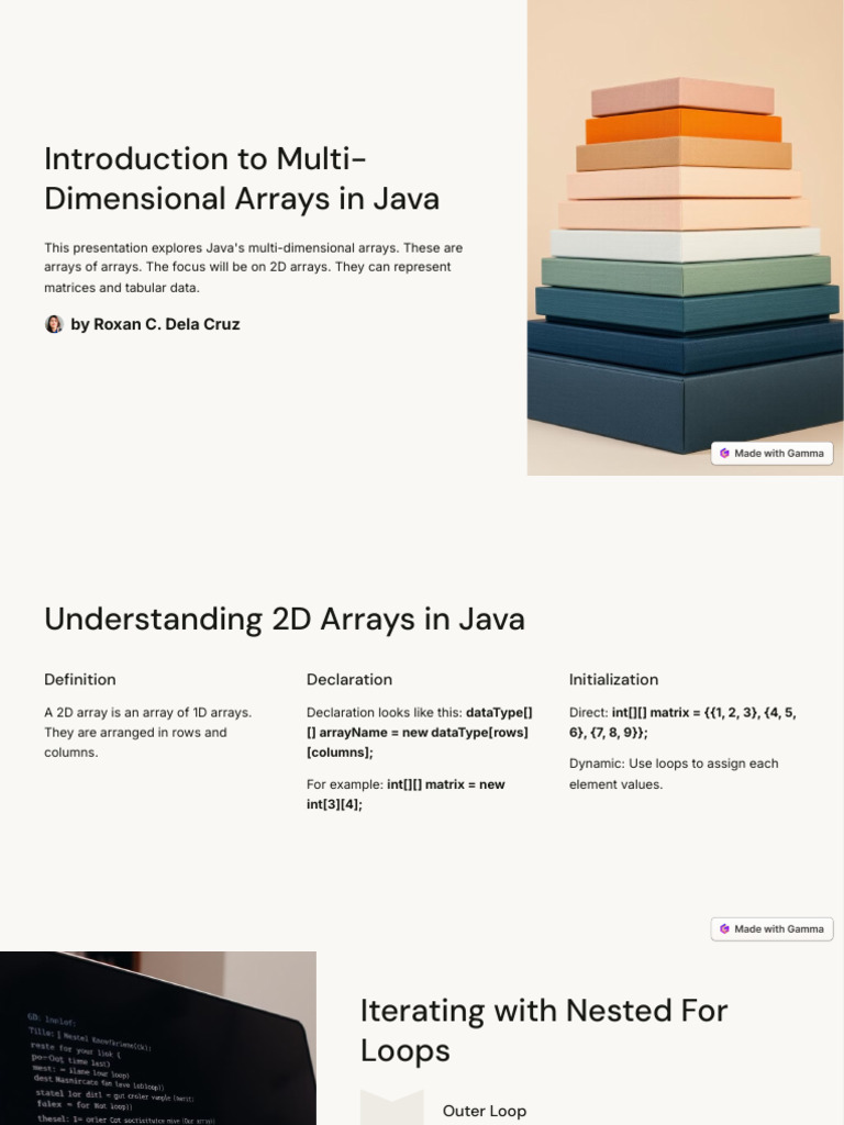 Introduction to Multi Dimensional Arrays in Java | PDF | Matrix ...