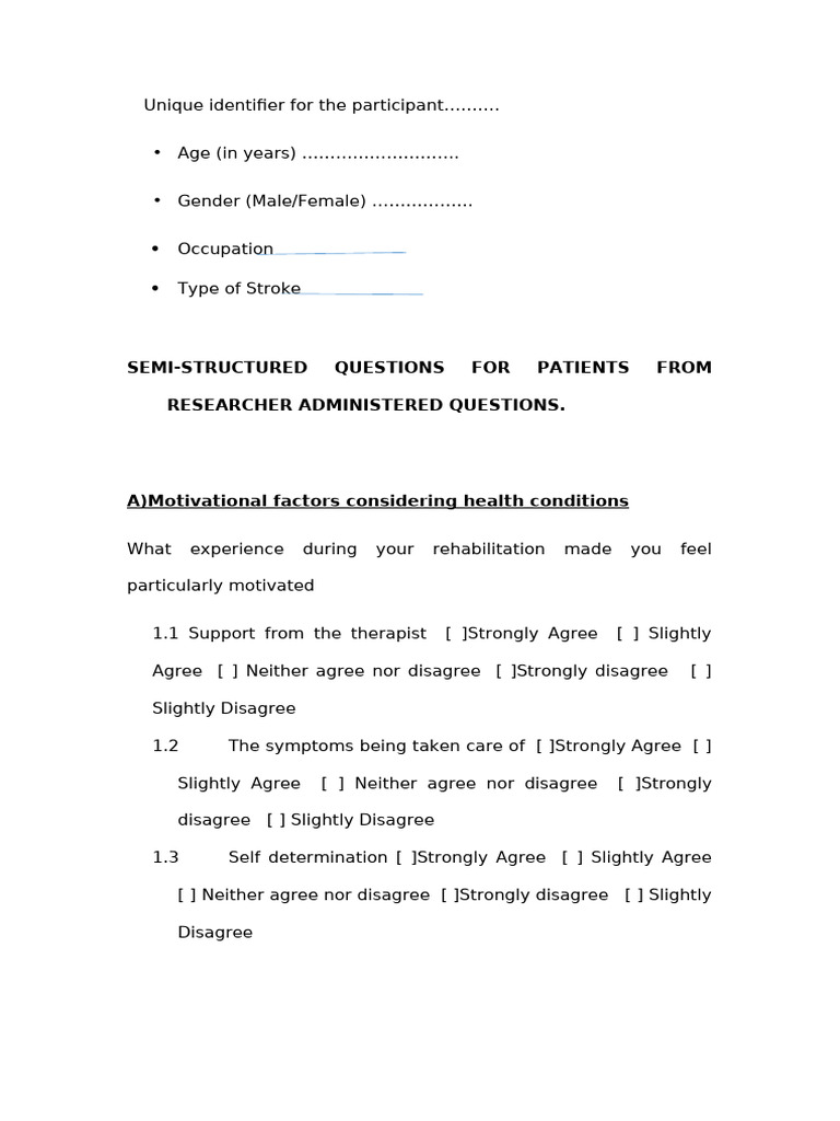 Patient Motivation Factors in Stroke Rehab | PDF | Physical Therapy ...