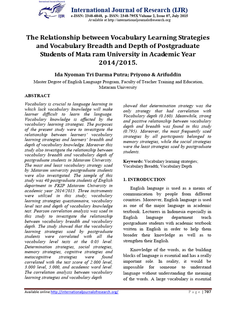 Vocabulary Strategies and Knowledge Depth | PDF | Vocabulary | Learning