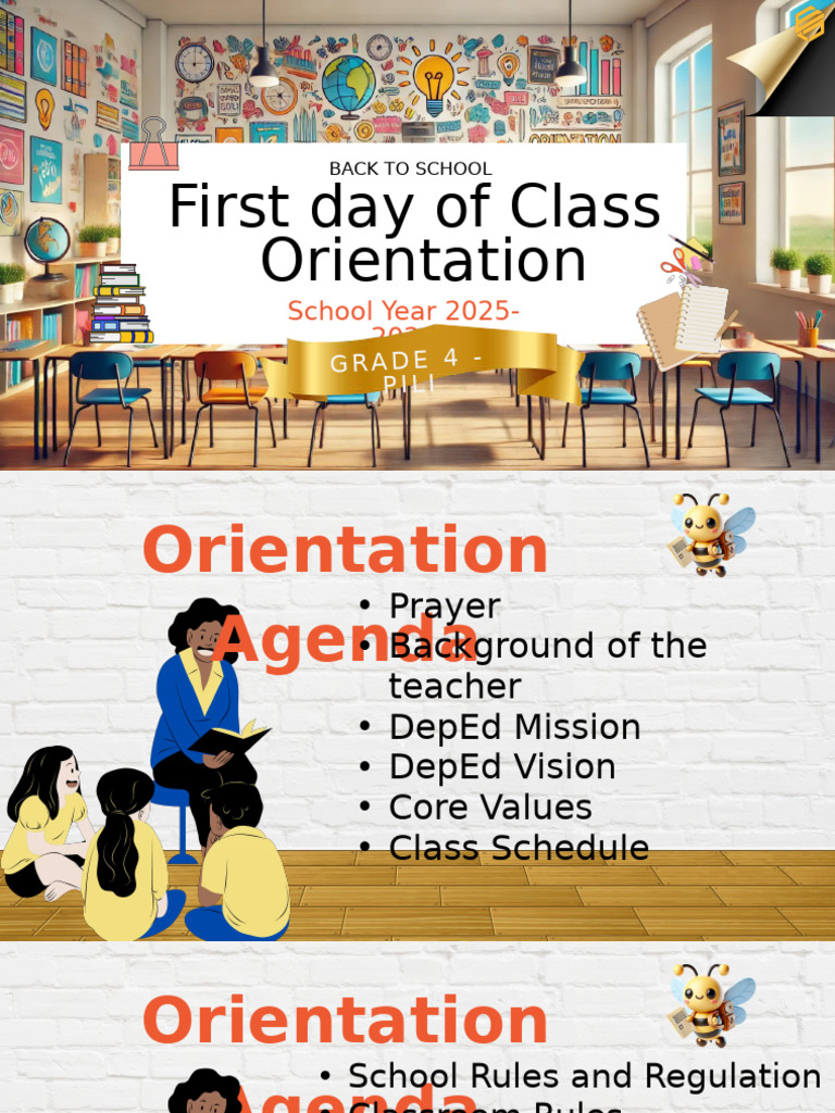 First Day of Class Orientation Zut60j | PDF | Teachers | Learning