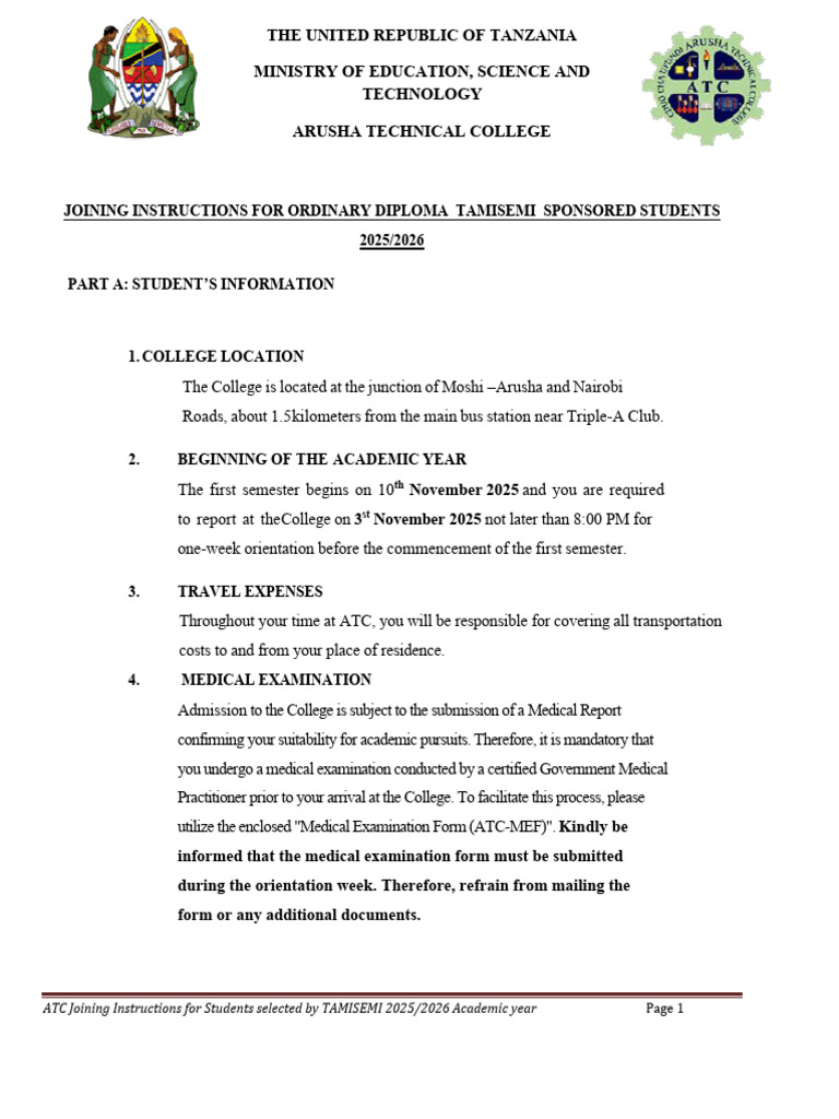 ATC Joining Instructions 2025/2026 | PDF | Justice | Crime & Violence