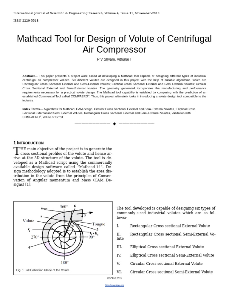 Mathcad Tool For Design of Volute of Centrifugal Air Compressor | PDF ...