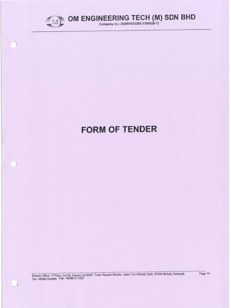 Form of Tender | PDF