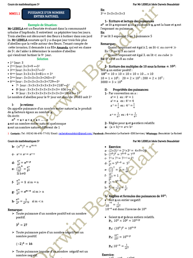 Cours de Math APS 5e | PDF | Décimal | Arithmétique