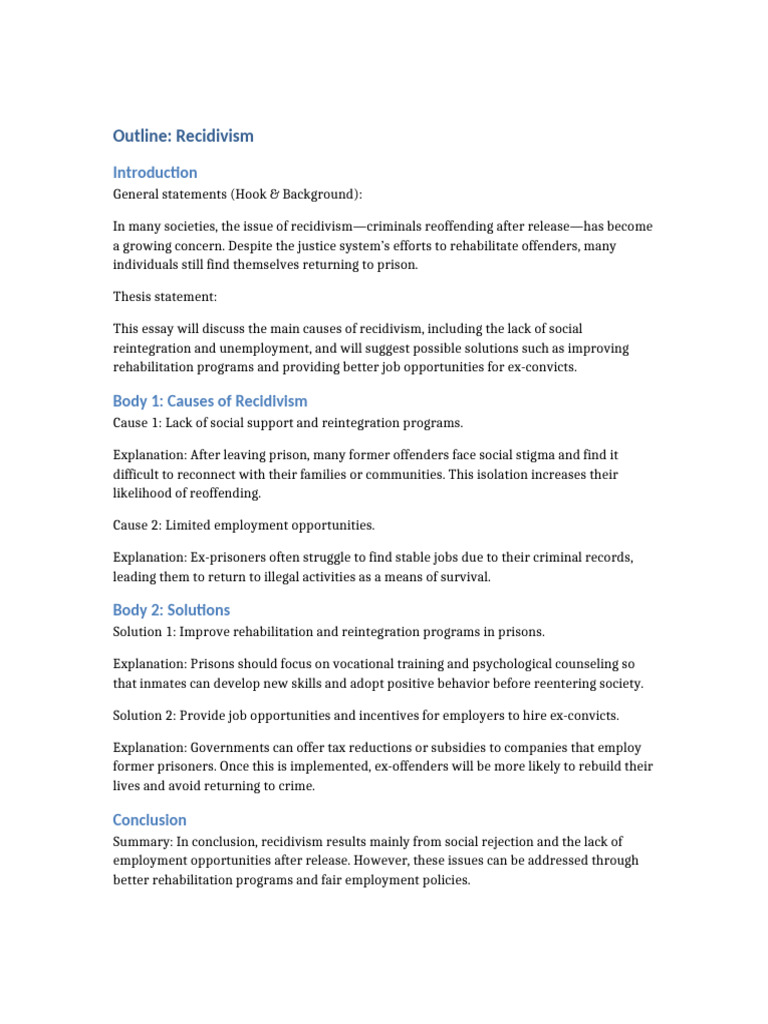 Reducing Recidivism: Causes and Solutions | PDF