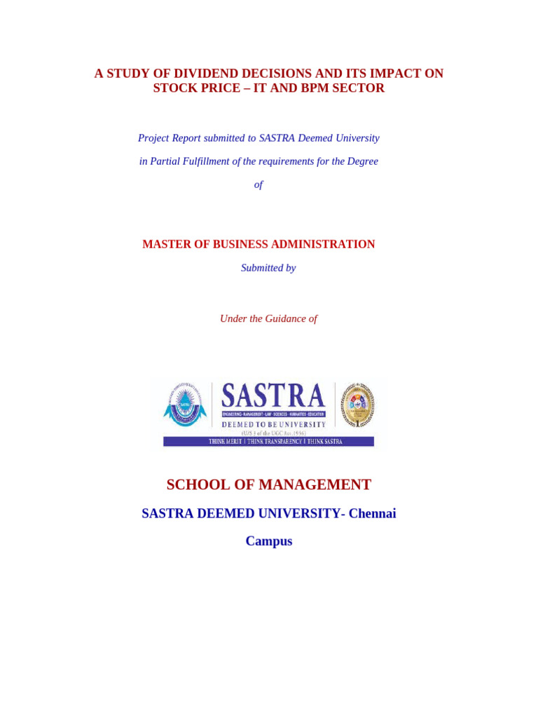 Dividend Impact on IT Sector Stock Prices | PDF | Dividend | Financial ...