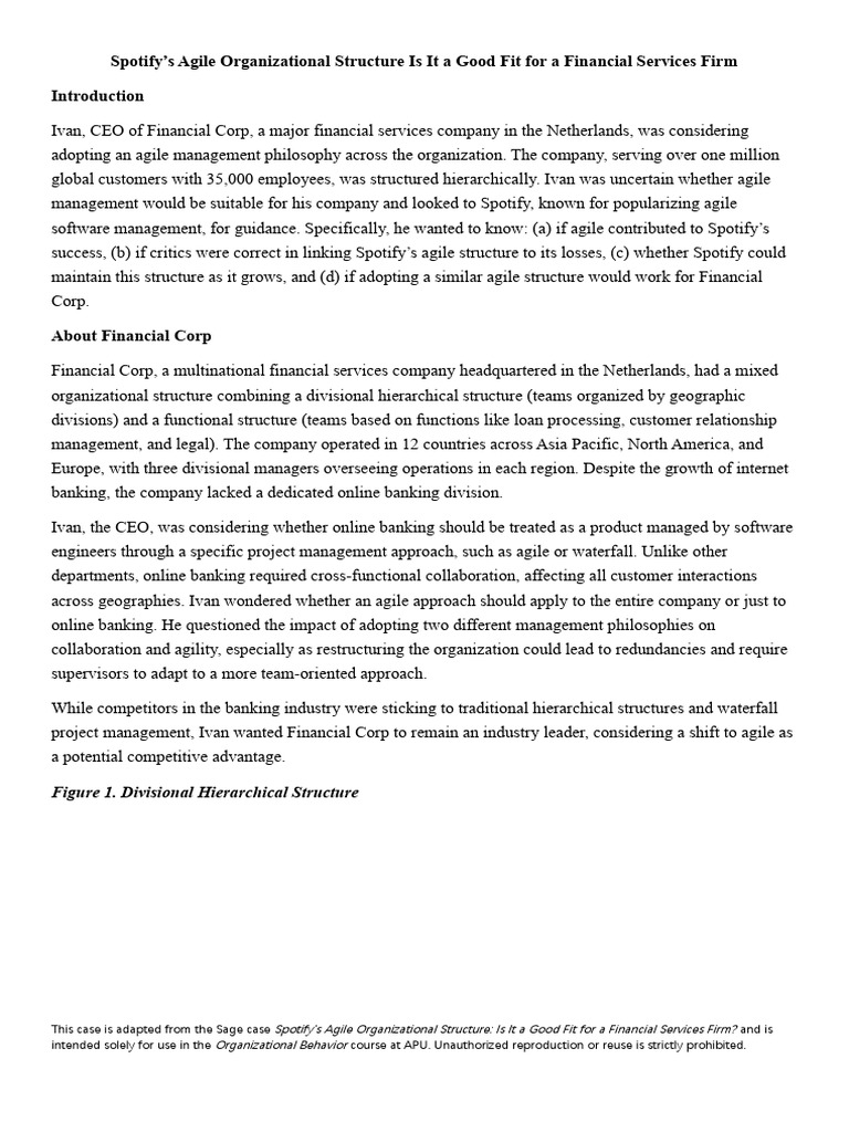 Case - Spotify's Agile Organizational Structure Is It A Good Fit For A ...