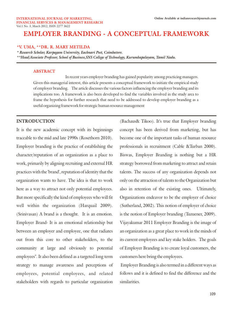 Employer Branding: A Conceptual Framework | PDF | Employment | Brand