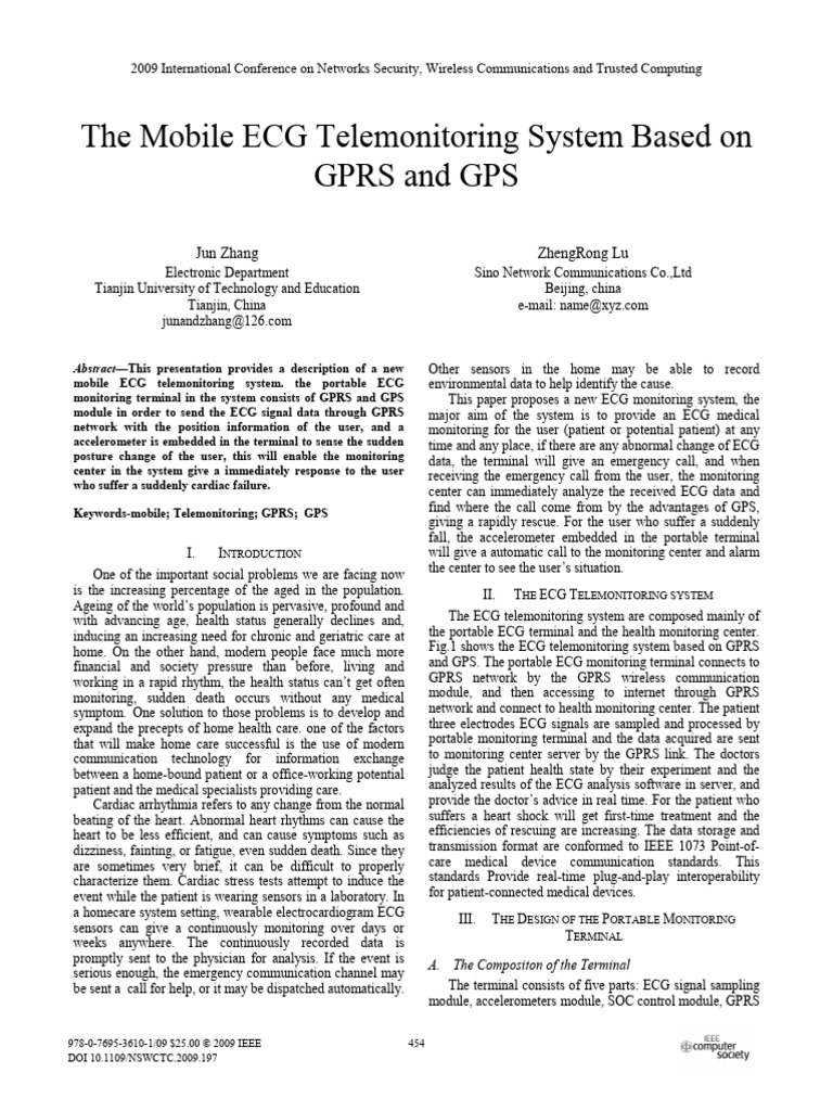 The Mobile ECG Telemonitoring System Based On GPRS and GPS | PDF ...