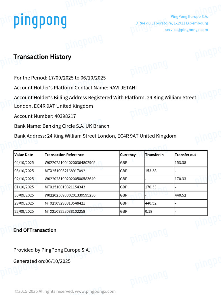 vr022509157975688250 Transaction History | PDF