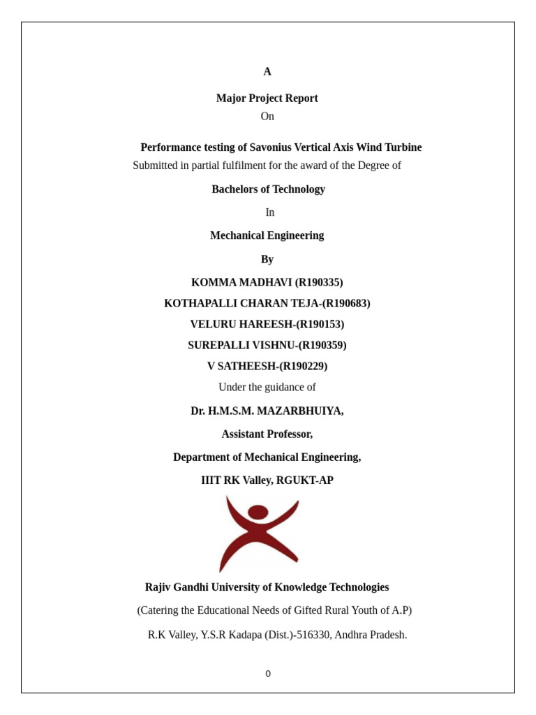 Project Report-S Shape Sem2 | PDF | Wind Turbine | Wind Power