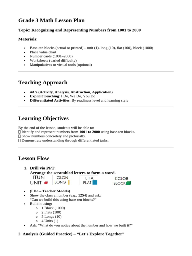 Grade 3 Math Lesson Plan | PDF | Lesson Plan | Human Communication