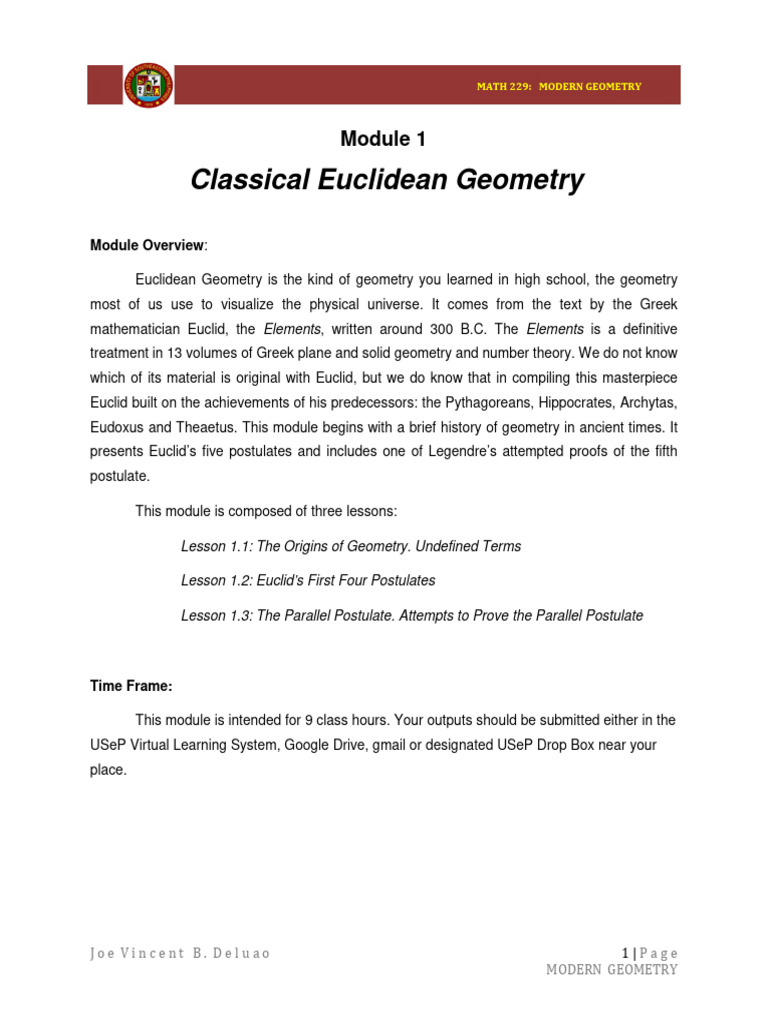 Classical Euclidean Geometry Overview | PDF | Line (Geometry ...