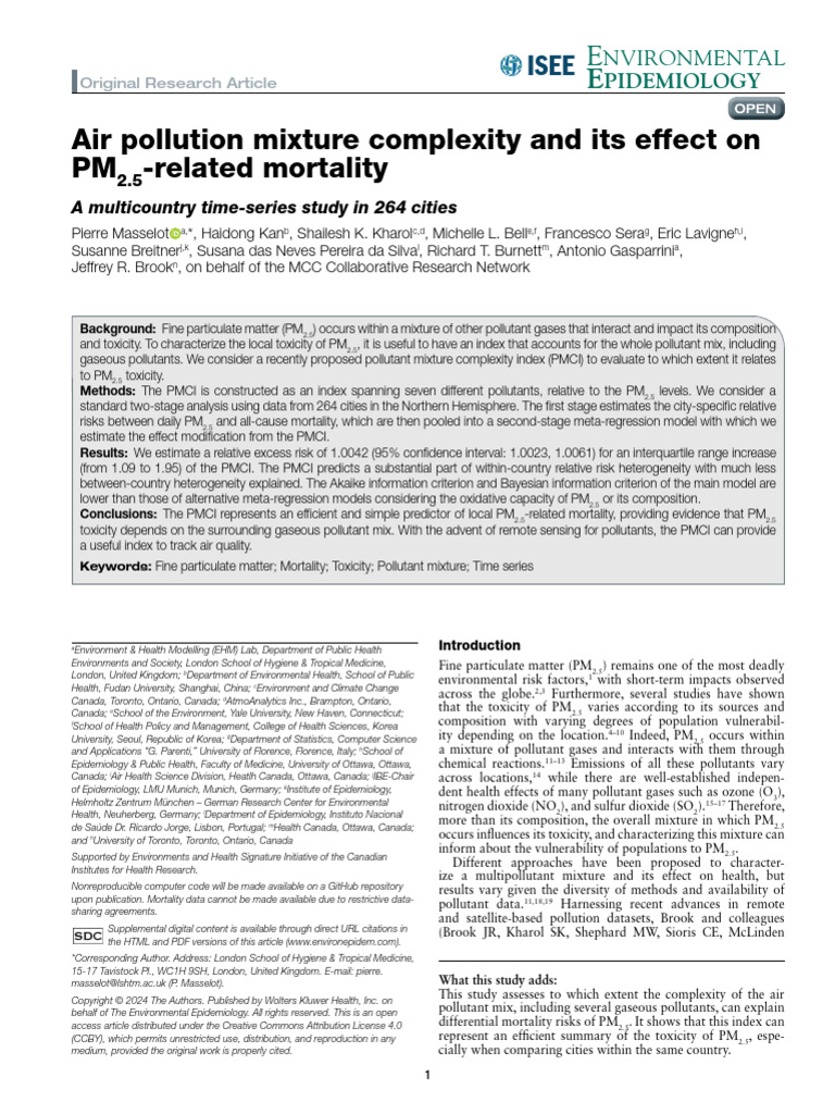 2024-Air Pollution Mixture Complexity and Its Effect On | PDF ...