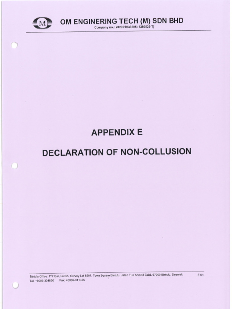 Appendix e - Declaration of Non-Collusion | PDF