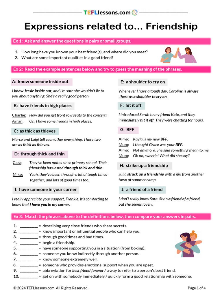 Friendship Expressions Student | PDF