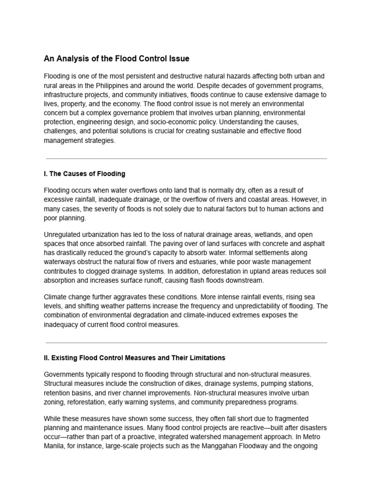 Flood Control Issues and Solutions Analysis | PDF | Flood | Hydrology