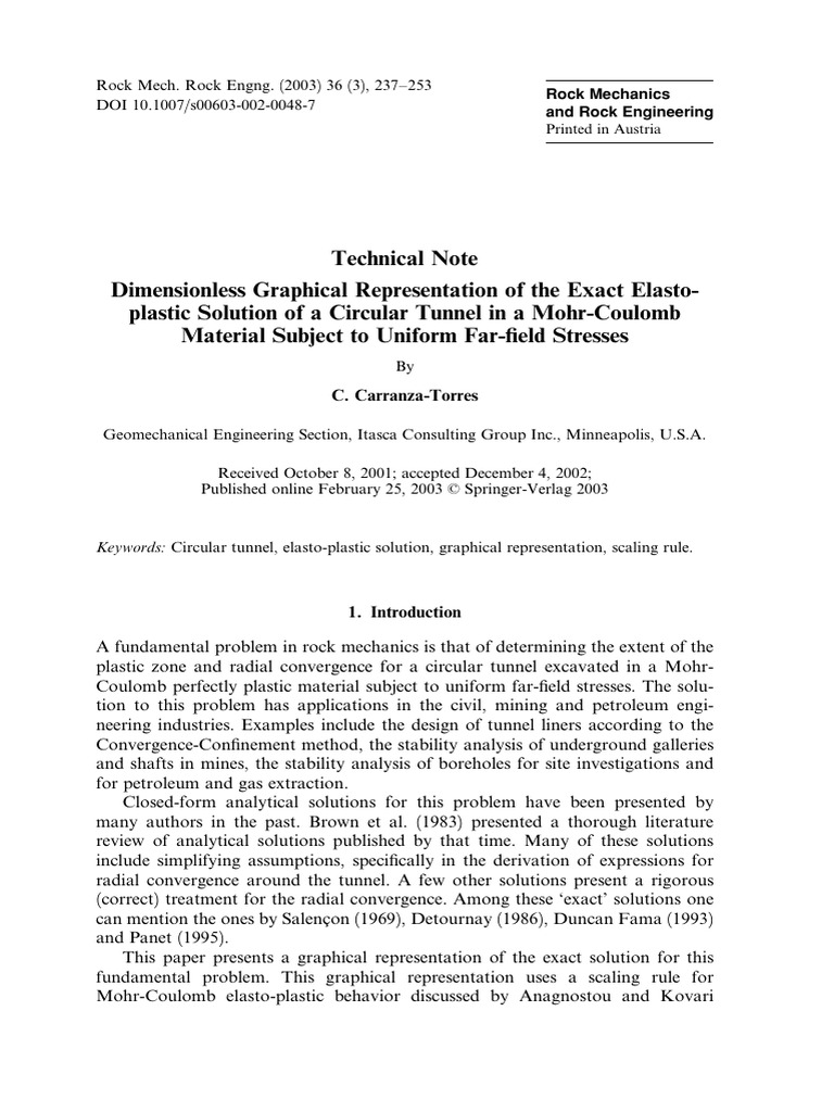Elasto-Plastic Solution for Circular Tunnels | PDF | Mechanical ...