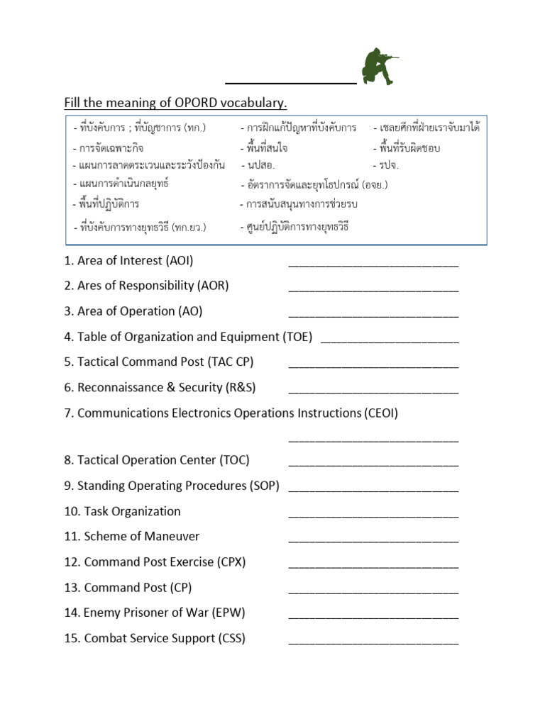OPORD Exercise2 | PDF