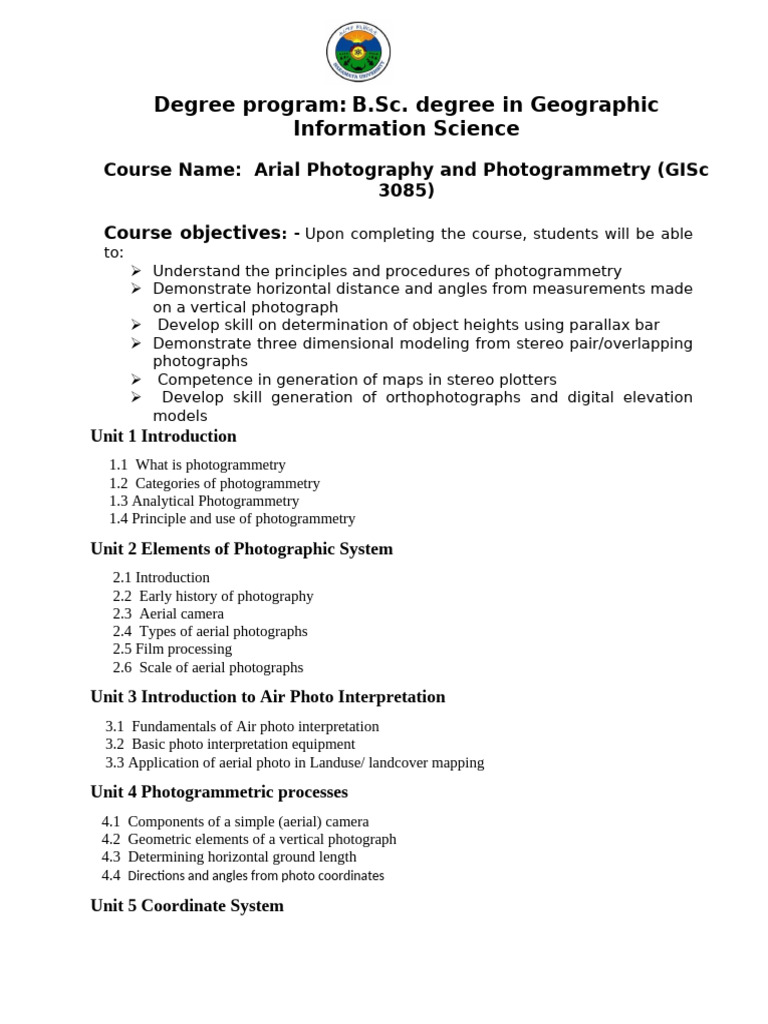 Photogrammetry Course Overview | PDF | Aerial Photography | Computer Vision