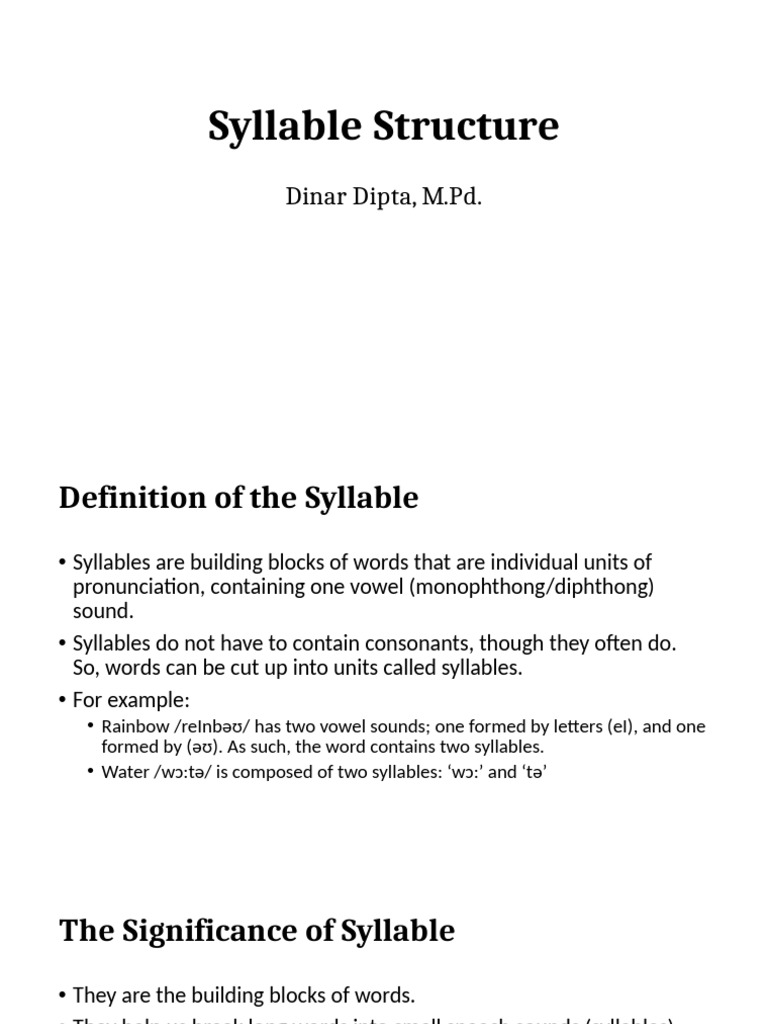 Understanding Syllable Structure in English | PDF | Syllable | Phonology